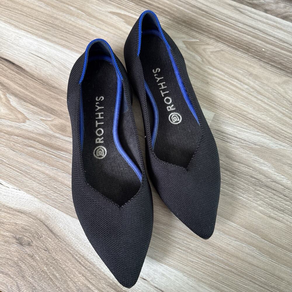 Rothy’s The Point Black Slip On Pointed Ballet Flats Women’s Sizes W9 Minimalist